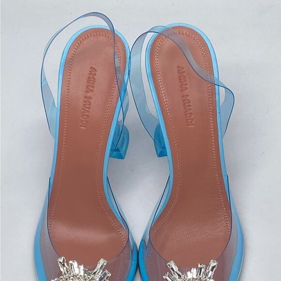 Amina Muaddi Begum Clear Crystal Slingback Pumps size 38 - Picture 7 of 14